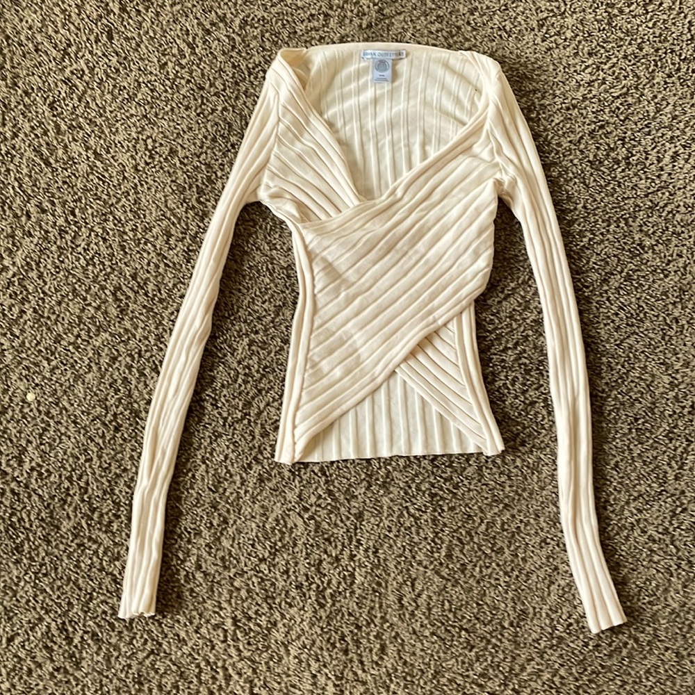 Urban Outfitters Ribbed Wrap Long Sleeve Top - Size M (New)